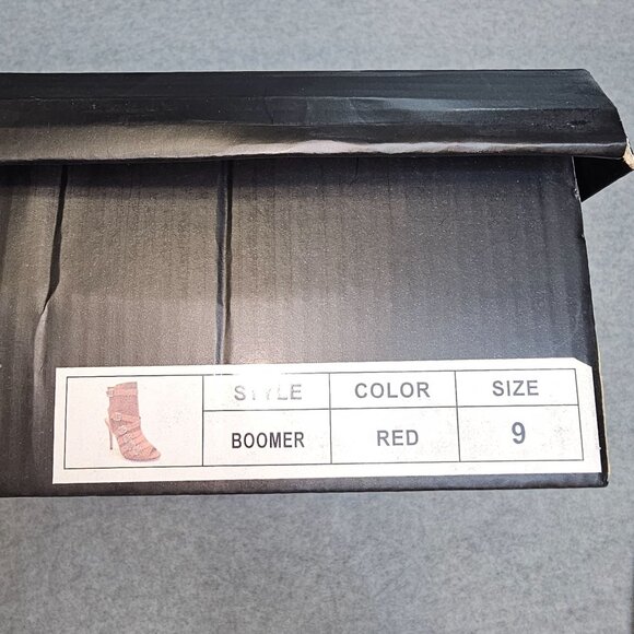 Nicole Miller Red Strappy Open-Toe Ankle Boot Heels Size 9 - Picture 9 of 10